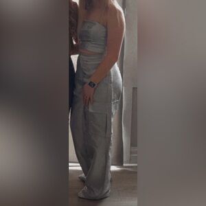 Women's Silver Wide Leg pant set